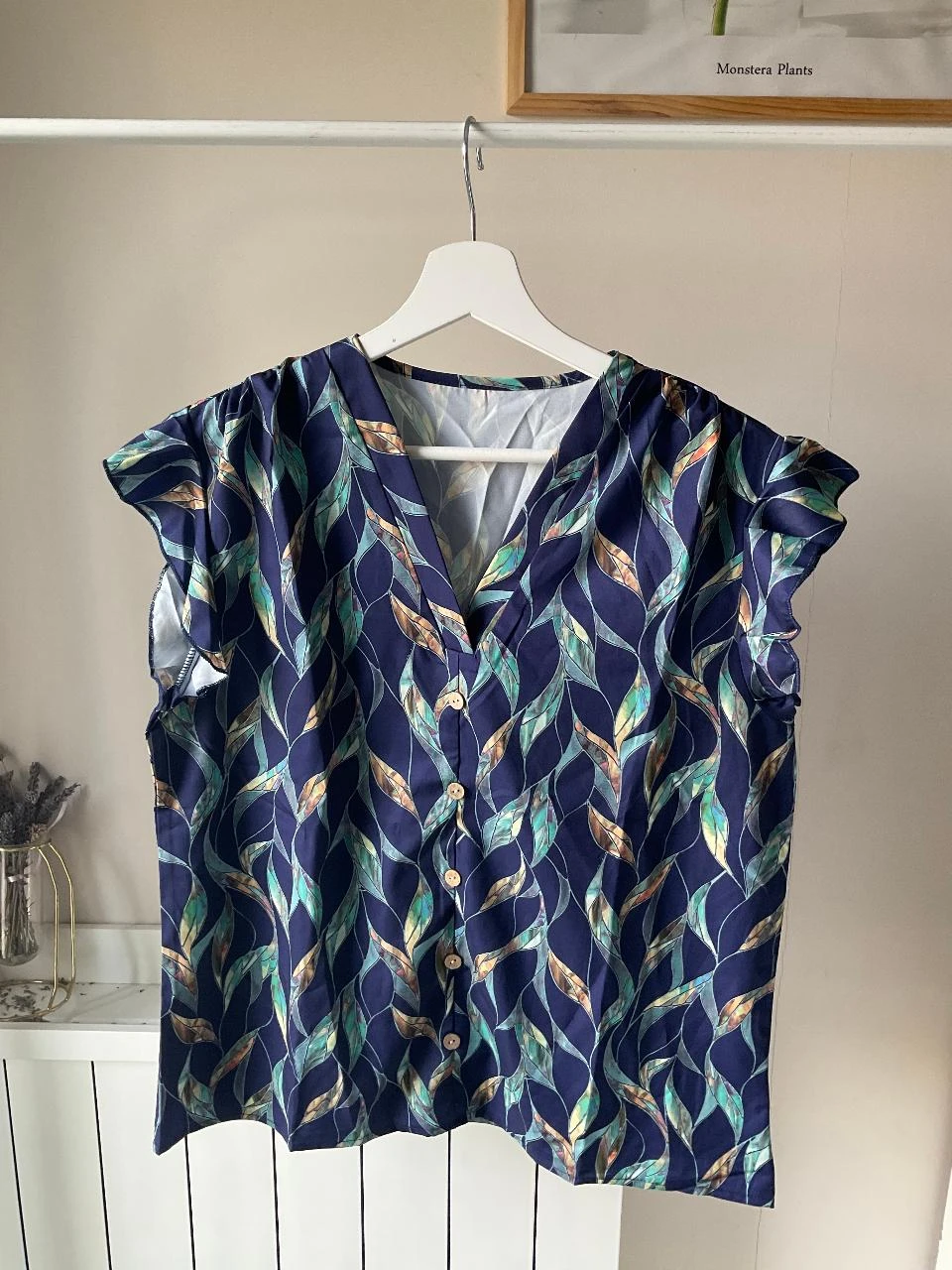 Blusa azul-marinha floral – elegância leve e feminina nova Tamanho M – photo 3
